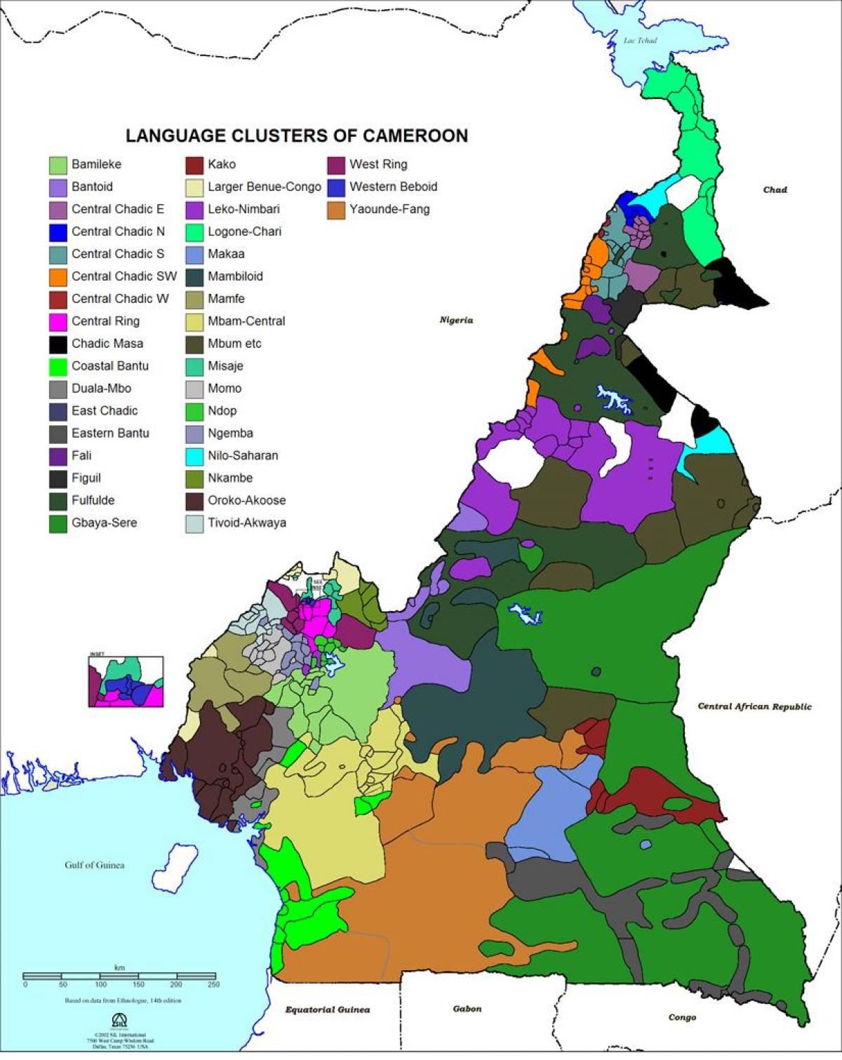 מפה של הקמרוני שפה